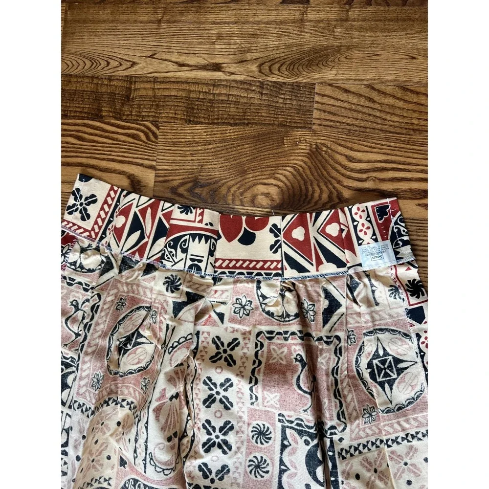 Sears Perma-Prest Vintage MCM Geometric Curtains Window 24x46 Rust Folk Art